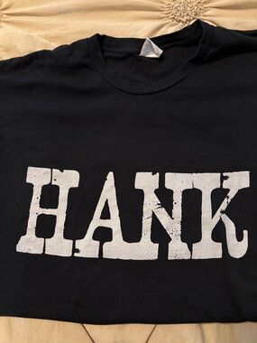 Port and Company Black T-Shirt with White HANK Print